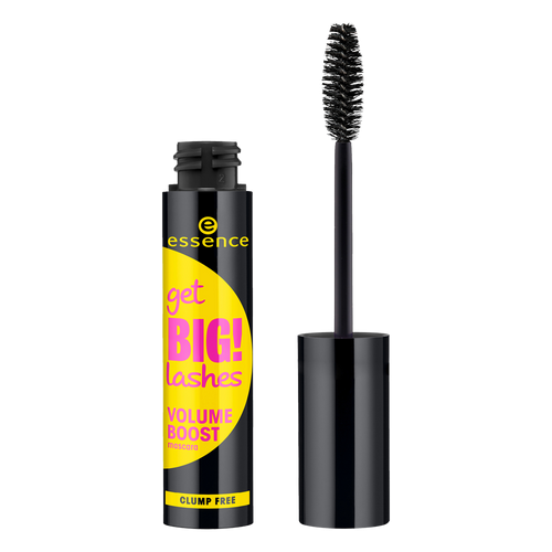 Essence mascara with black wand on a white background