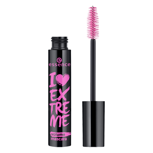 Mascara with black tube and pink text on a white background