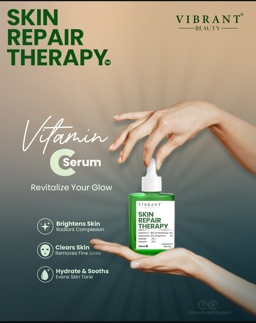 Vibrant Beauty Skin Repair Therapy Vitamin-C Serum (30ml) – Aslam Beauty