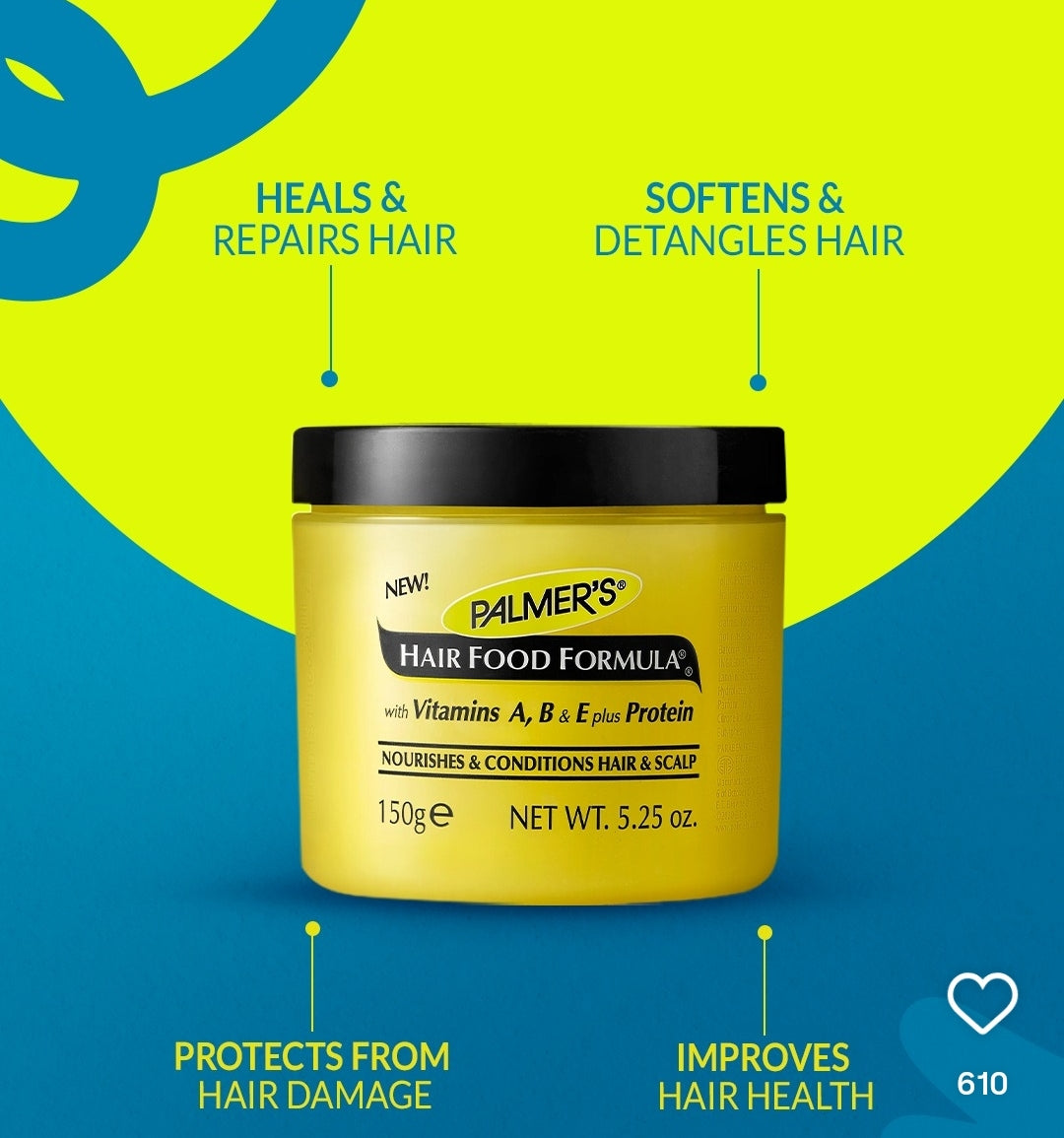 Palmer's Hair Food Formula Nourishes & Conditions Hair & Scalp With Vitamins A,D,E Plus Protein 150g