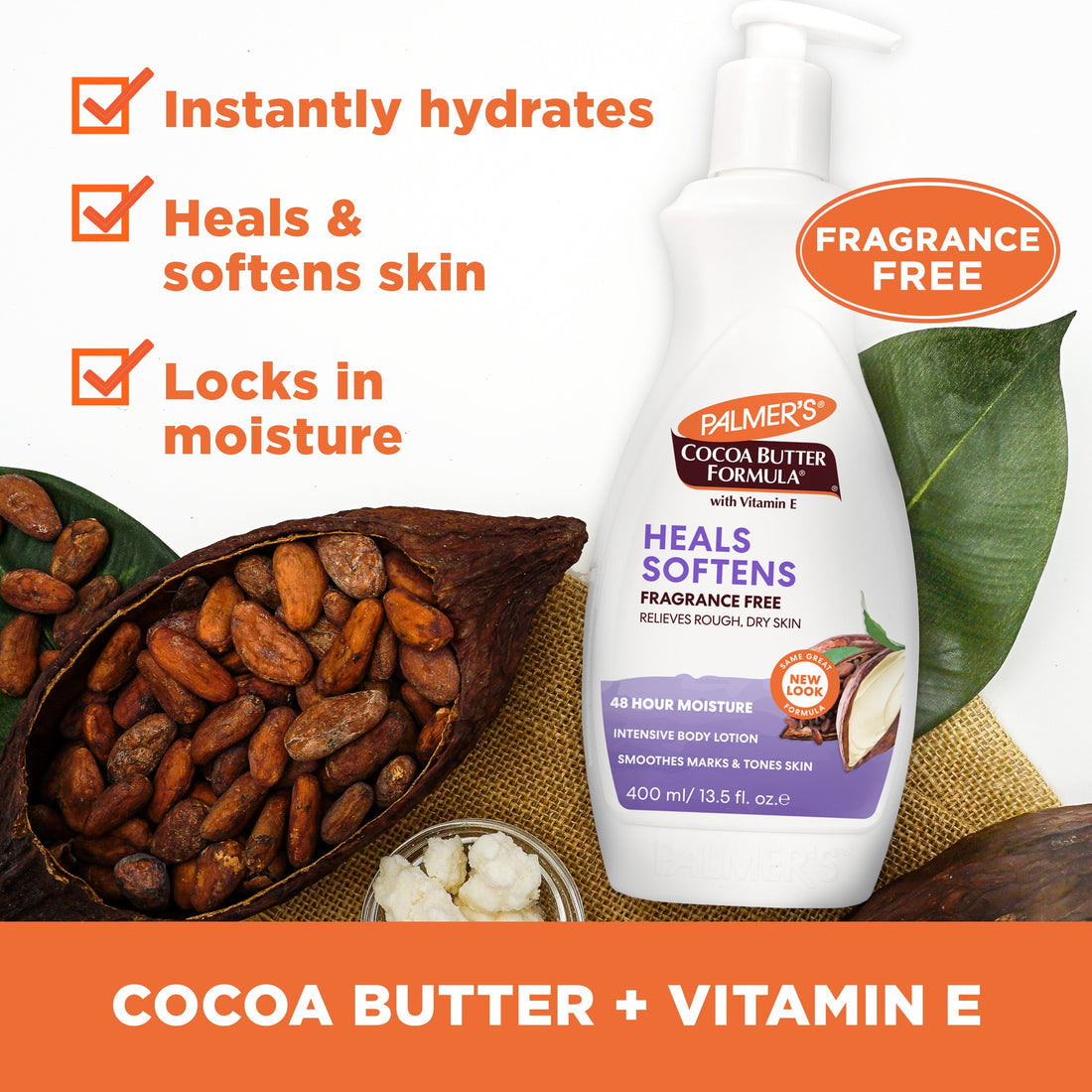 Palmer's Cocoa Butter Heals and Softens Fragrance Free Body Lotion For Sensitive Skin