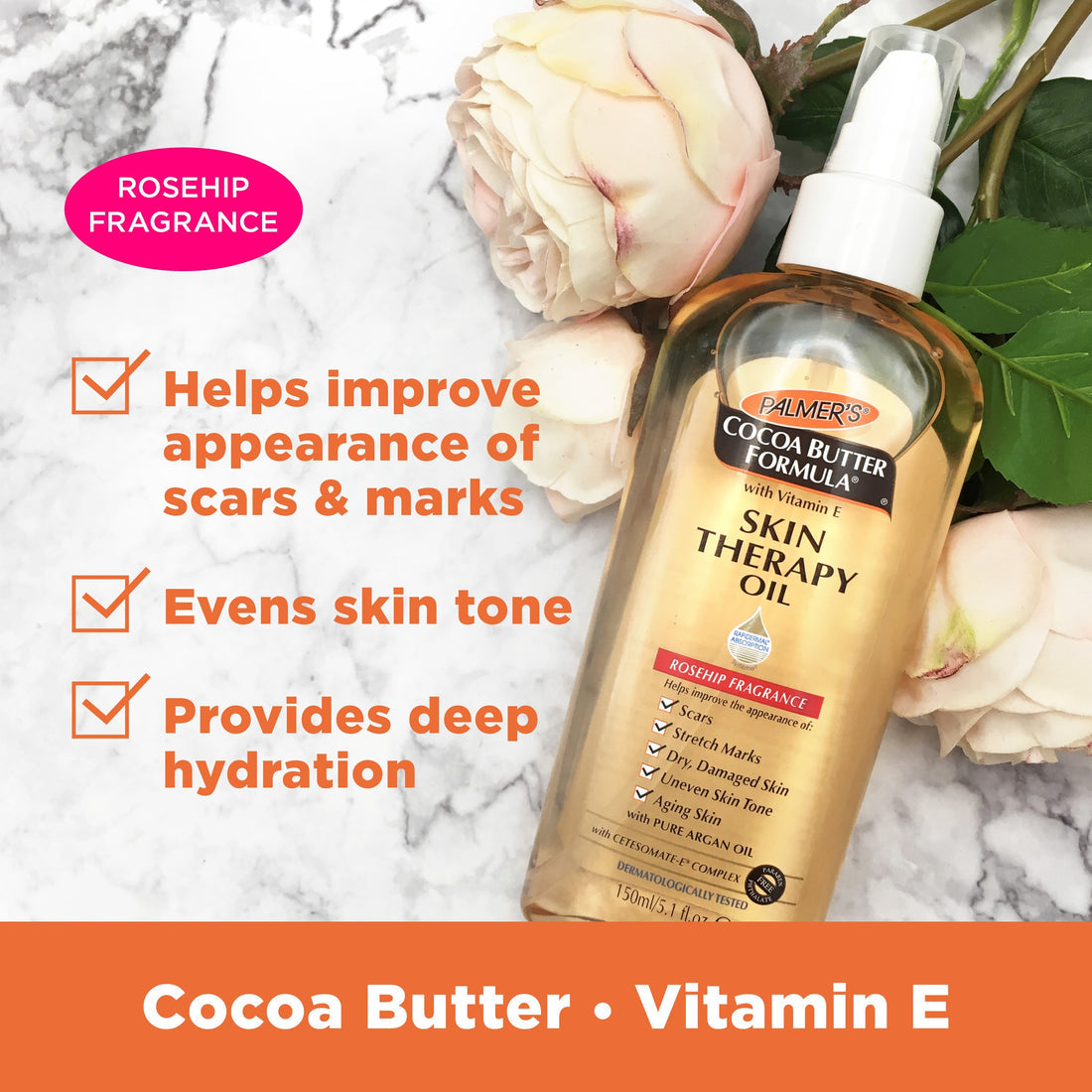 Palmer's Cocoa Butter Skin Therapy Oil With Vitamin E 60ml For Scars - Stretch Marks - Dry Damaged skin - Uneven Skin Tone - Aging Skin
