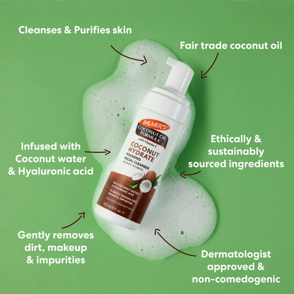 Palmer's Coconut Oil Hydrate Foaming Facial Cleanser 150ml With Coconut Water & hyaluronic Acid