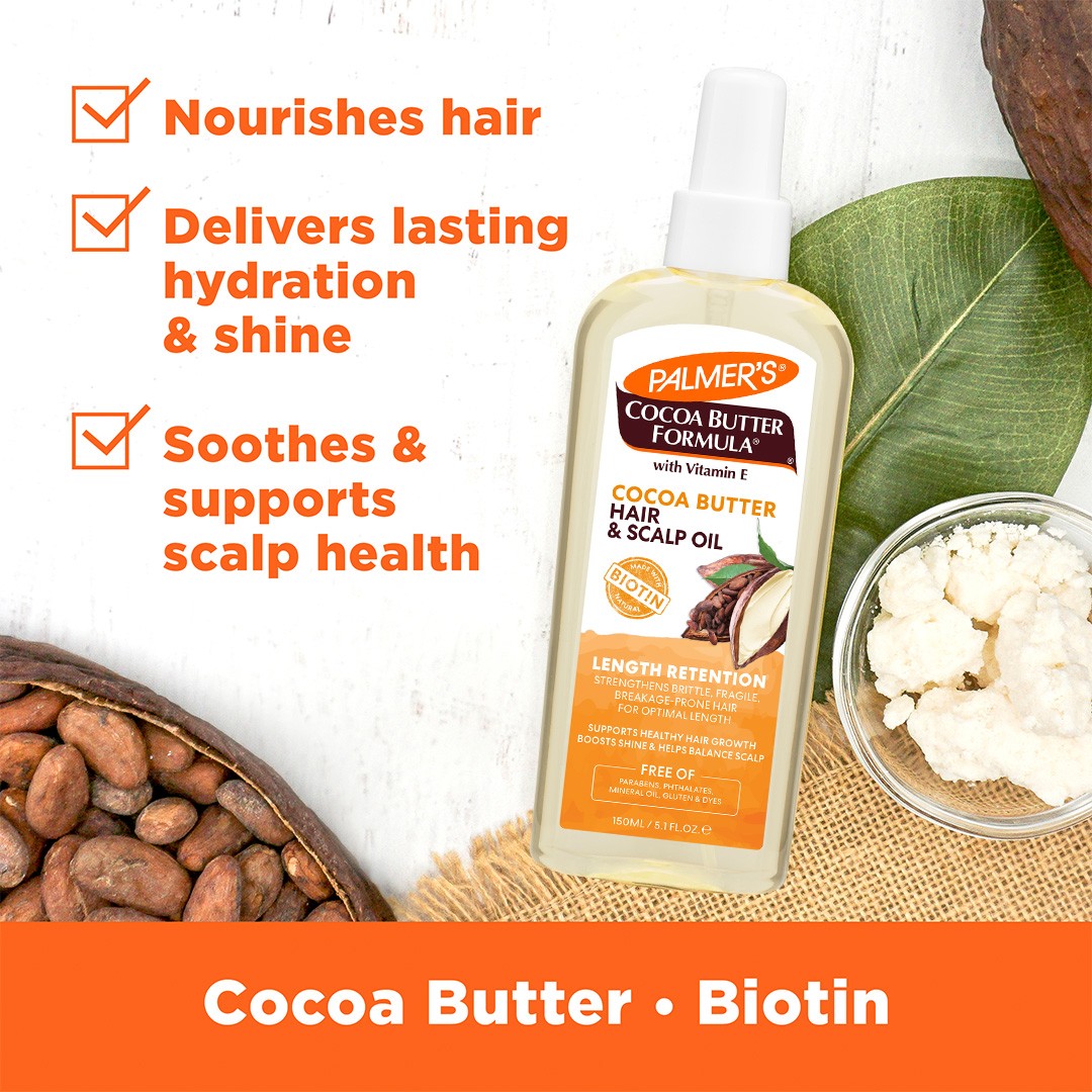 Palmer's Cocoa Butter Formula Biotin Hair & Scalp Oil For Fragile, Breakage Prone Hair For Optimal Length 150ml